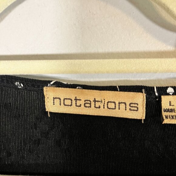 Retro Floral Top L Black Neutral Festive Holiday Polka Dot Classic Chic Preppy - Picture 2 of 11